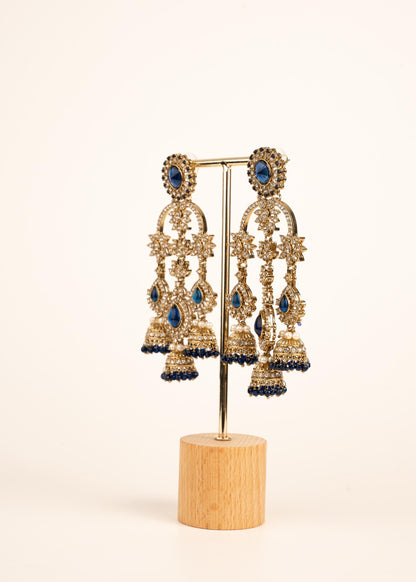 Indian Kundan Moissanite Earrings/ Gold Plated Statement Earrings/ Indian Jewelry/ Traditional Indian Bridal Earrings/ Bridal Wear Jewelry