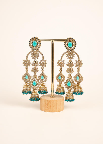 Indian Kundan Moissanite Earrings/ Gold Plated Statement Earrings/ Indian Jewelry/ Traditional Indian Bridal Earrings/ Bridal Wear Jewelry