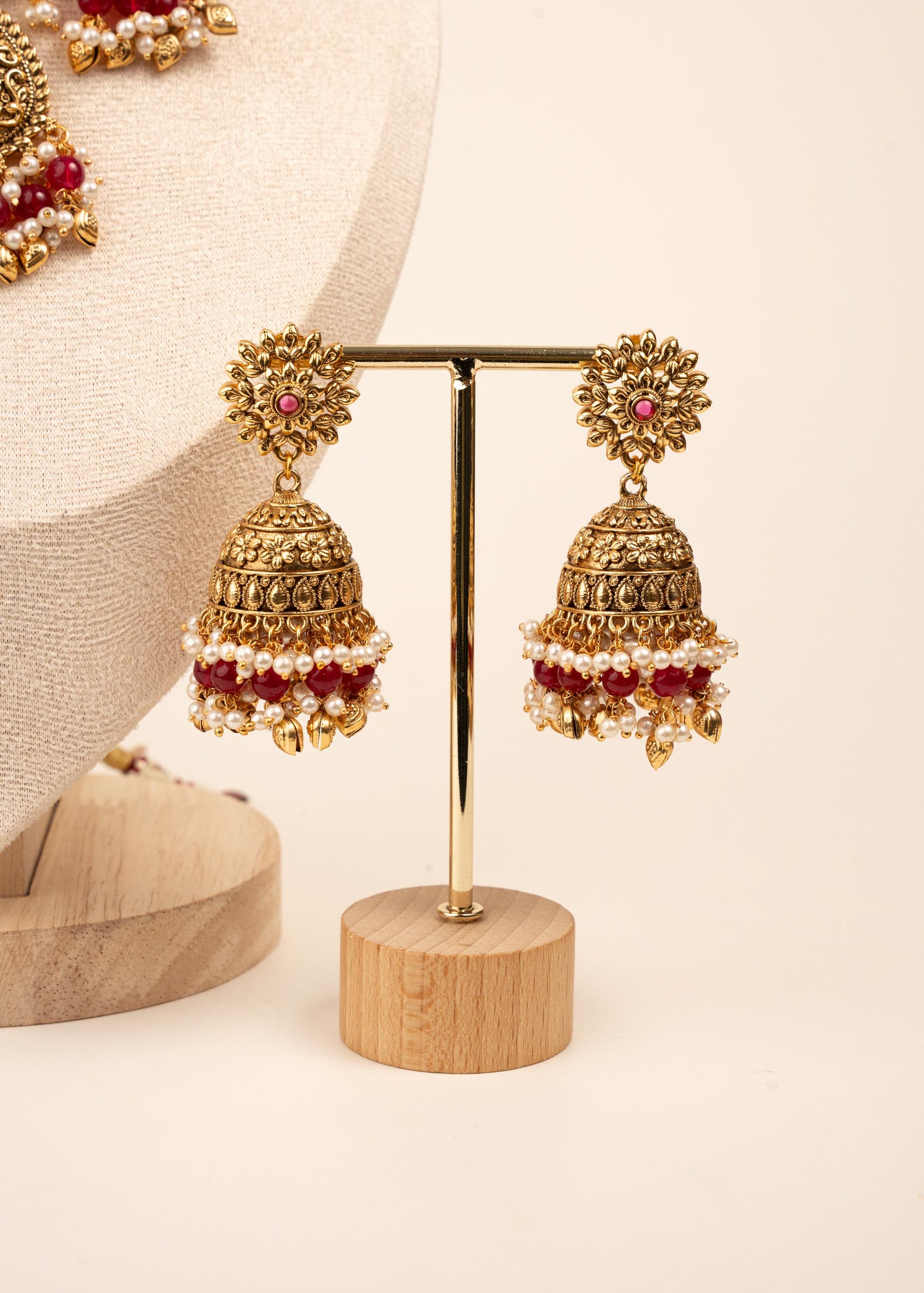 Viral Gold Plated Necklace Set with Maang Tikka/ Indian Jewelry/ Traditional Choker Necklace Set/ Pakistani Jewelry/ Statement Necklace