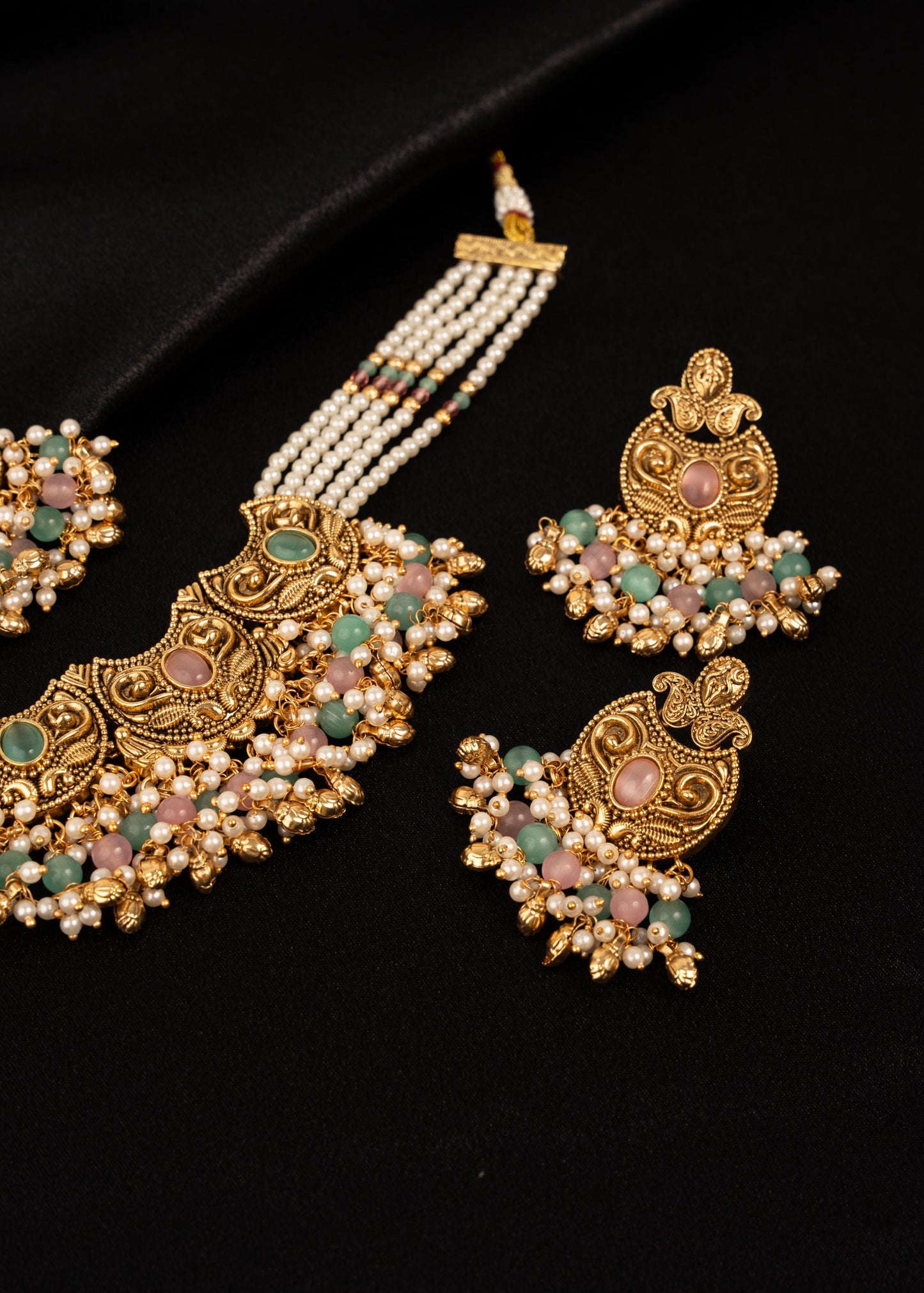 Premium Gold Plated Necklace Choker Set/ Indian Jewelry/ Traditional Necklace Set/ Festive Jewelry/ Pakistani Jewelry/ Indian Bridal Jewelry