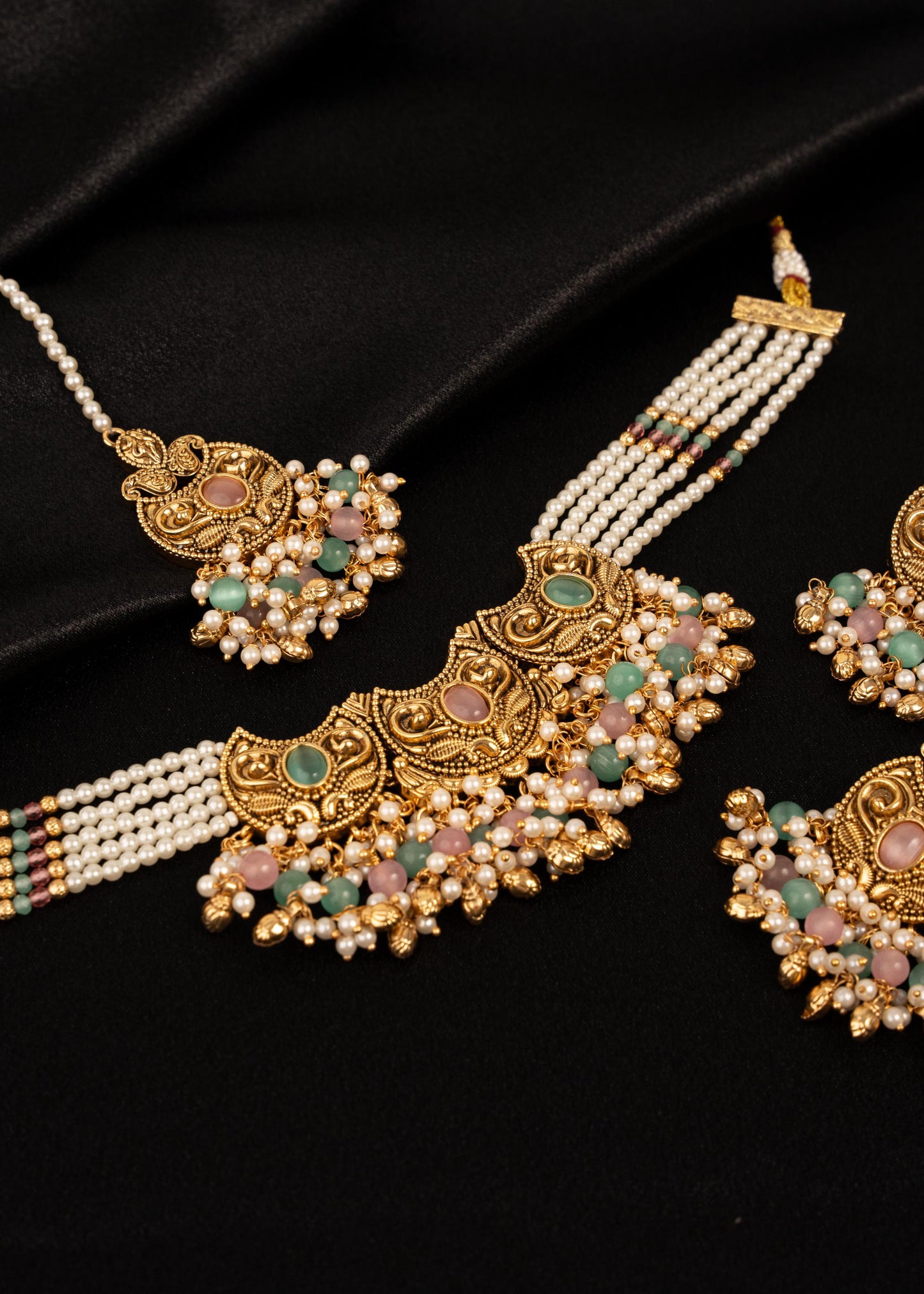 Premium Gold Plated Necklace Choker Set/ Indian Jewelry/ Traditional Necklace Set/ Festive Jewelry/ Pakistani Jewelry/ Indian Bridal Jewelry