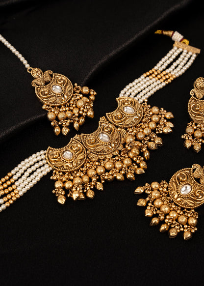 Premium Gold Plated Necklace Choker Set/ Indian Jewelry/ Traditional Necklace Set/ Festive Jewelry/ Pakistani Jewelry/ Indian Bridal Jewelry