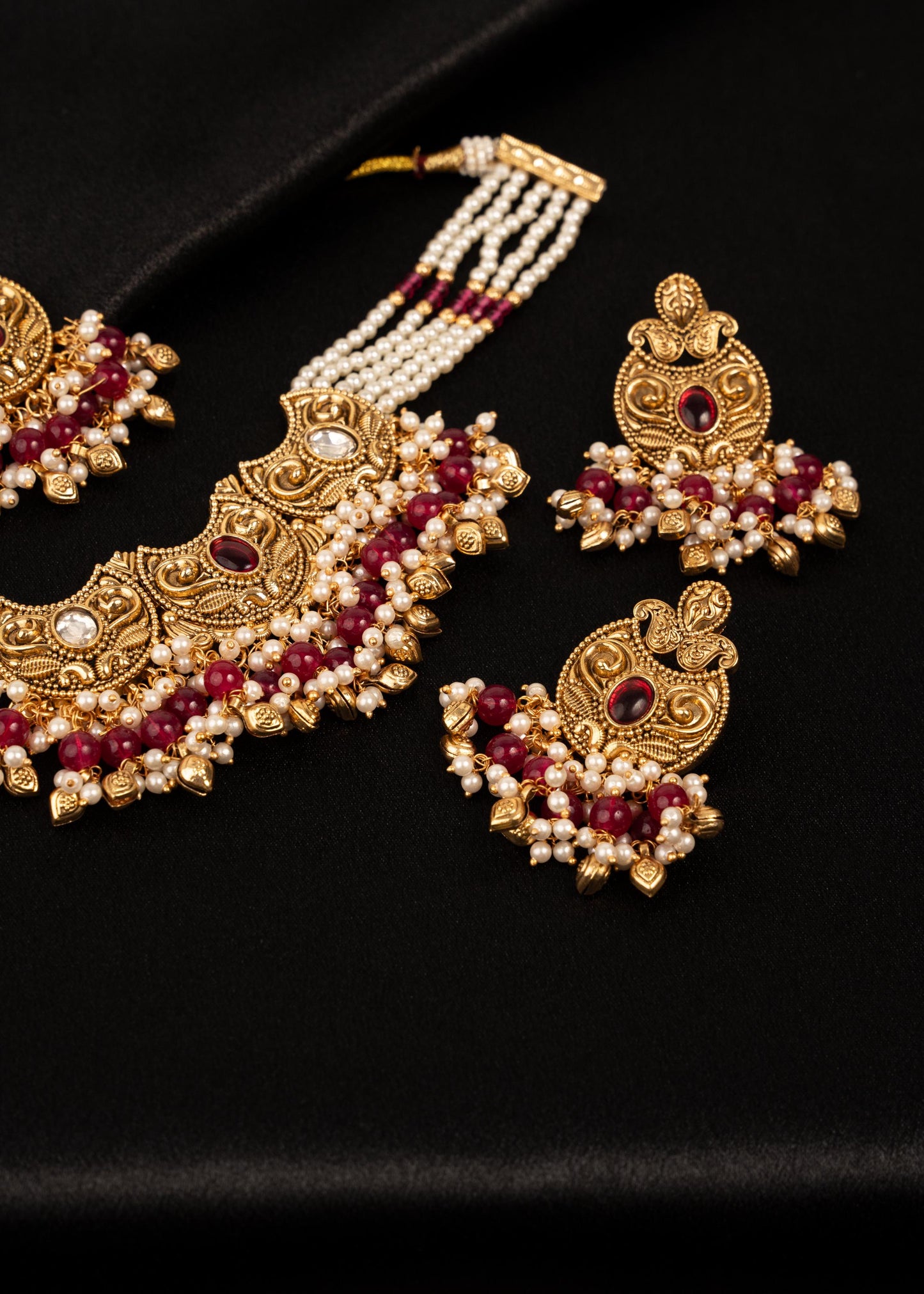 Premium Gold Plated Necklace Choker Set/ Indian Jewelry/ Traditional Necklace Set/ Festive Jewelry/ Pakistani Jewelry/ Indian Bridal Jewelry