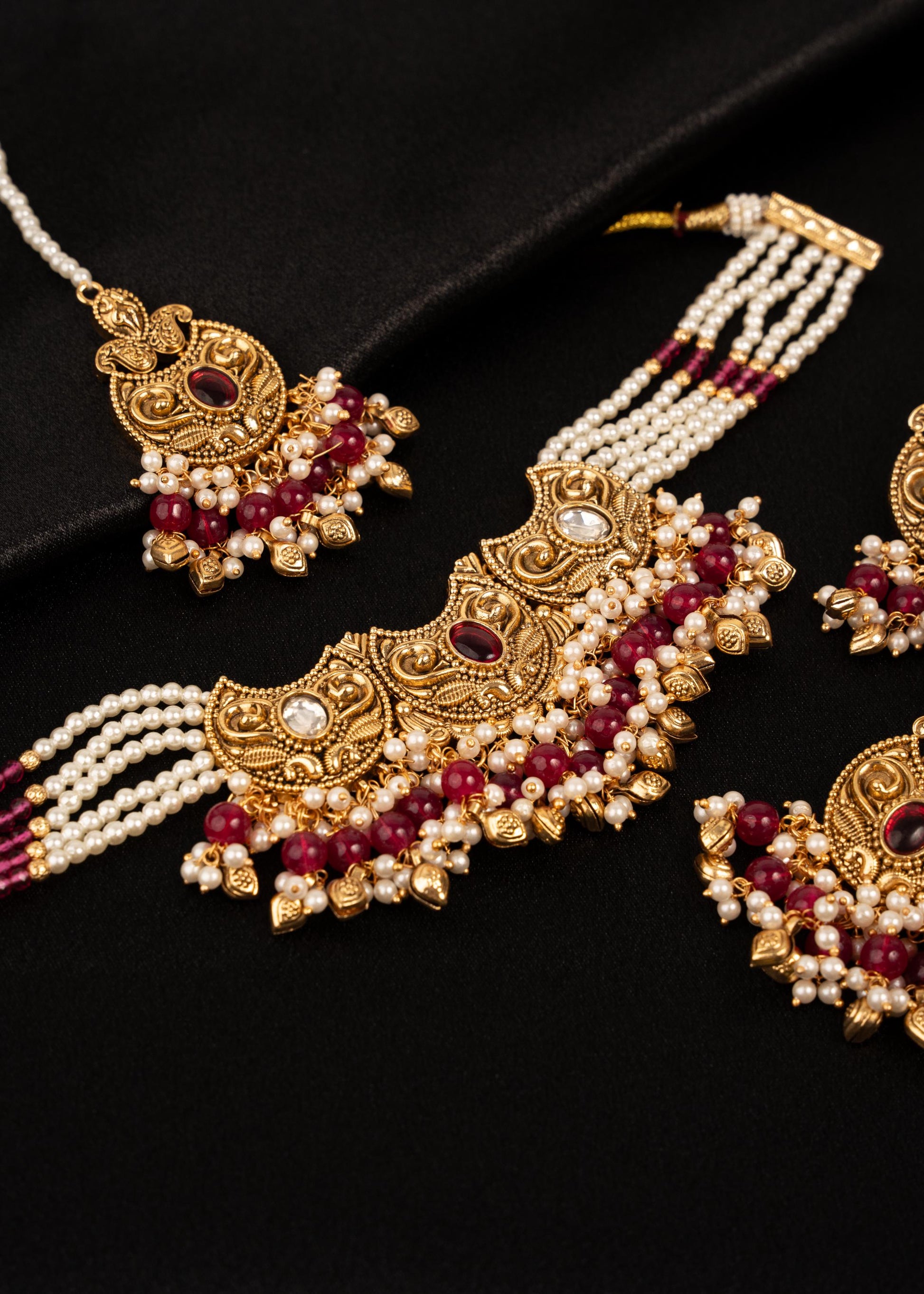 Premium Gold Plated Necklace Choker Set/ Indian Jewelry/ Traditional Necklace Set/ Festive Jewelry/ Pakistani Jewelry/ Indian Bridal Jewelry