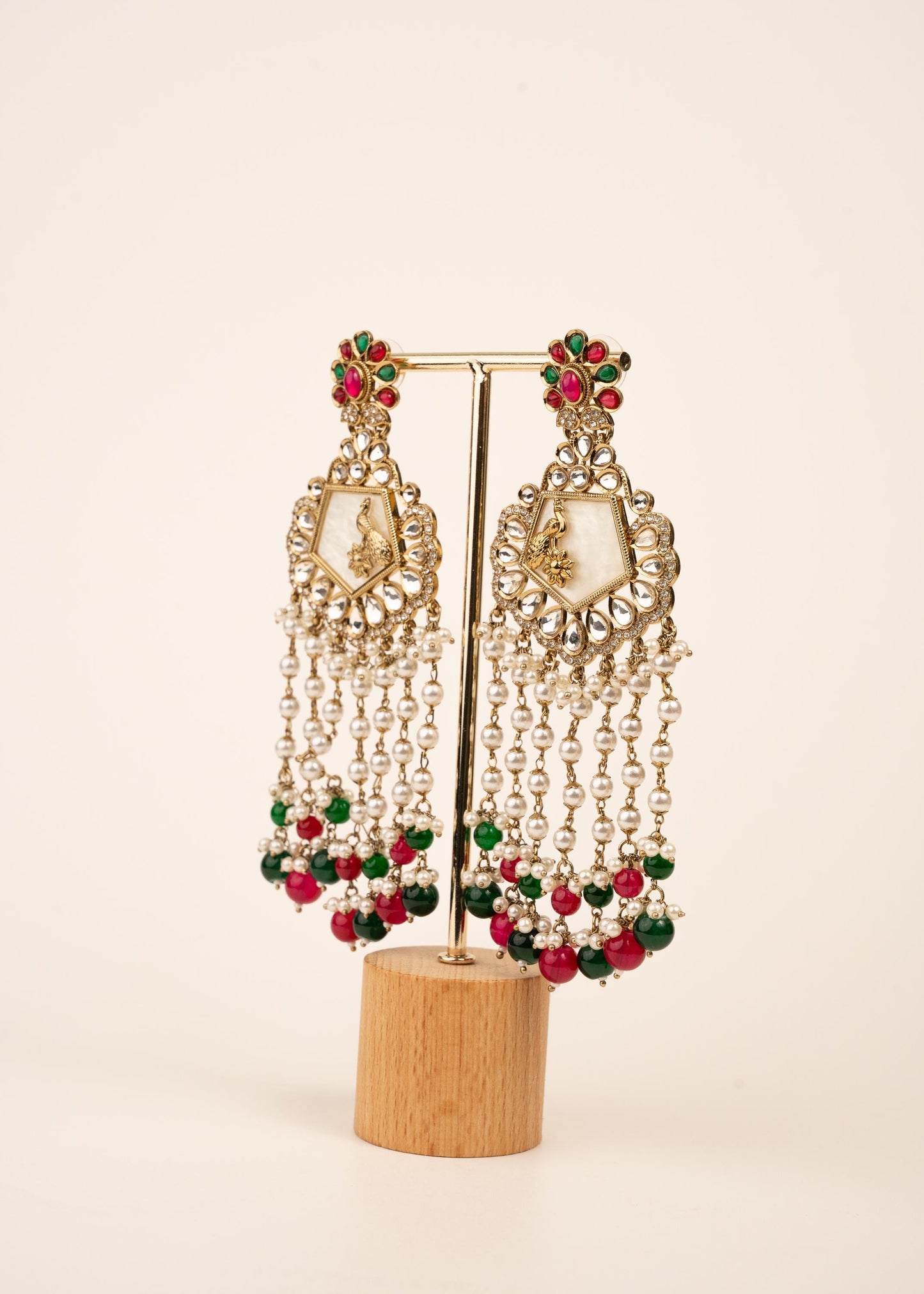 High Quality Polki Kundan Earrings/ Peacock Earrings/ Antique Kundan Polki Jhumkas/ Pearl Earrings/ Statement Earrings/ Mint/ Reception/