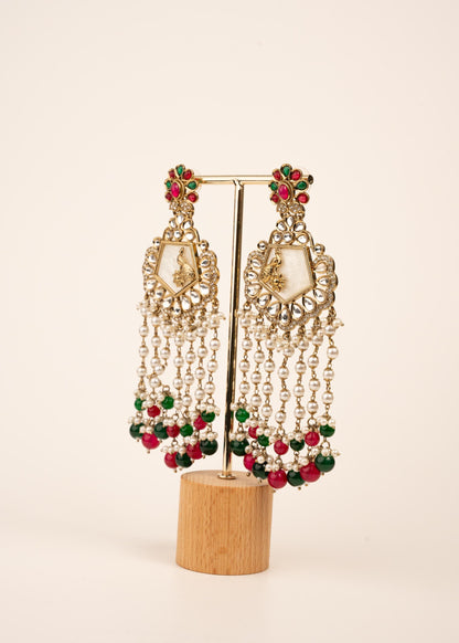 High Quality Polki Kundan Earrings/ Peacock Earrings/ Antique Kundan Polki Jhumkas/ Pearl Earrings/ Statement Earrings/ Mint/ Reception/