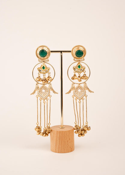 Kashmiri Jhumka Earrings/ Ghungroo Earrings/ Desi Jewelry/ Statement Earrings/ Vintage Kashmiri Earrings/ Gold Ethnic Earrings/ Ruby/ Green (etsy image id: 8043376969)