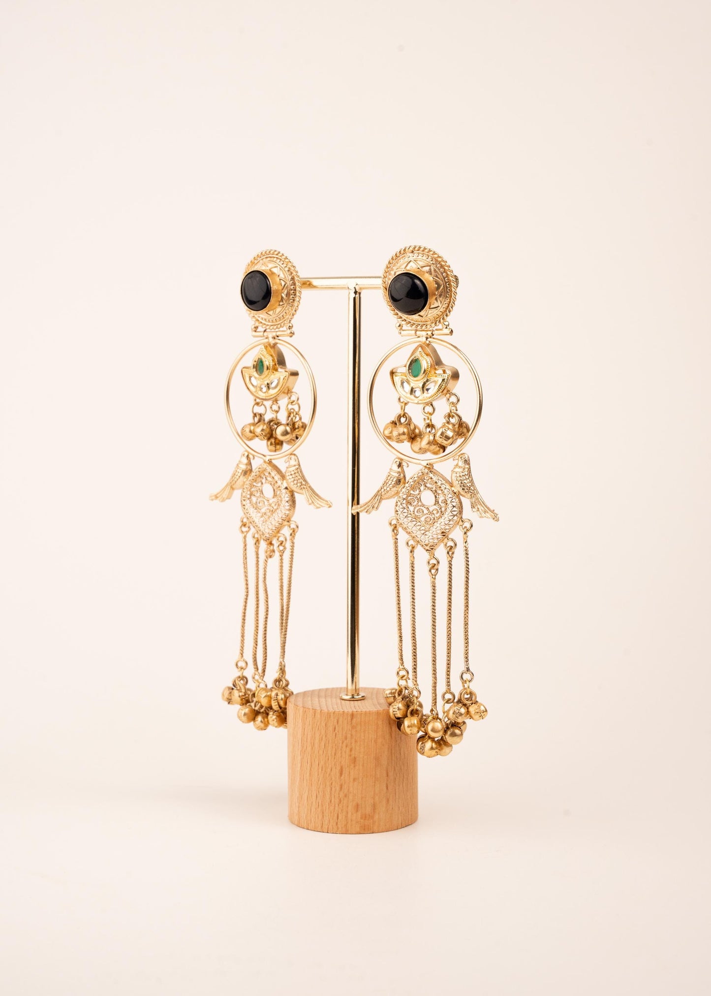Kashmiri Jhumka Earrings/ Ghungroo Earrings/ Desi Jewelry/ Statement Earrings/ Vintage Kashmiri Earrings/ Gold Ethnic Earrings/ Ruby/ Green (etsy image id: 8043383061)