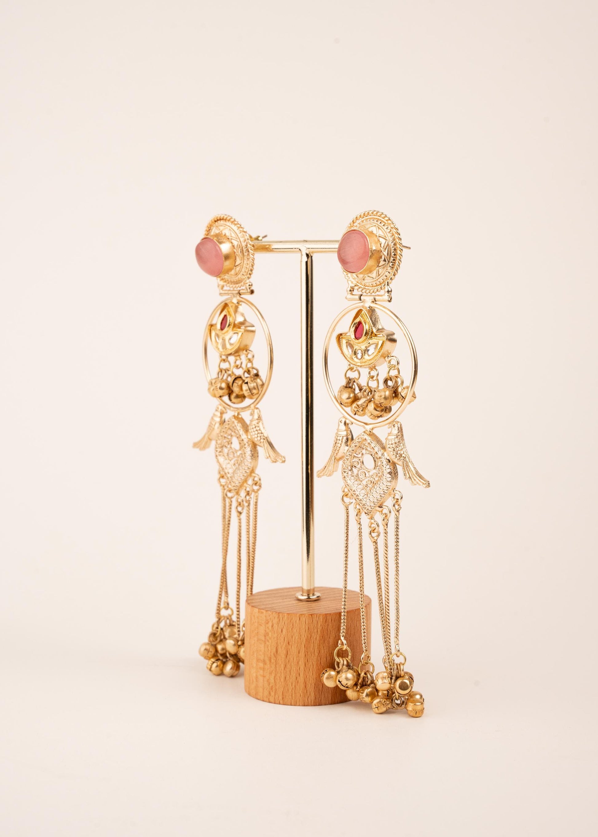 Kashmiri Jhumka Earrings/ Ghungroo Earrings/ Desi Jewelry/ Statement Earrings/ Vintage Kashmiri Earrings/ Gold Ethnic Earrings/ Ruby/ Green (etsy image id: 8043384335)