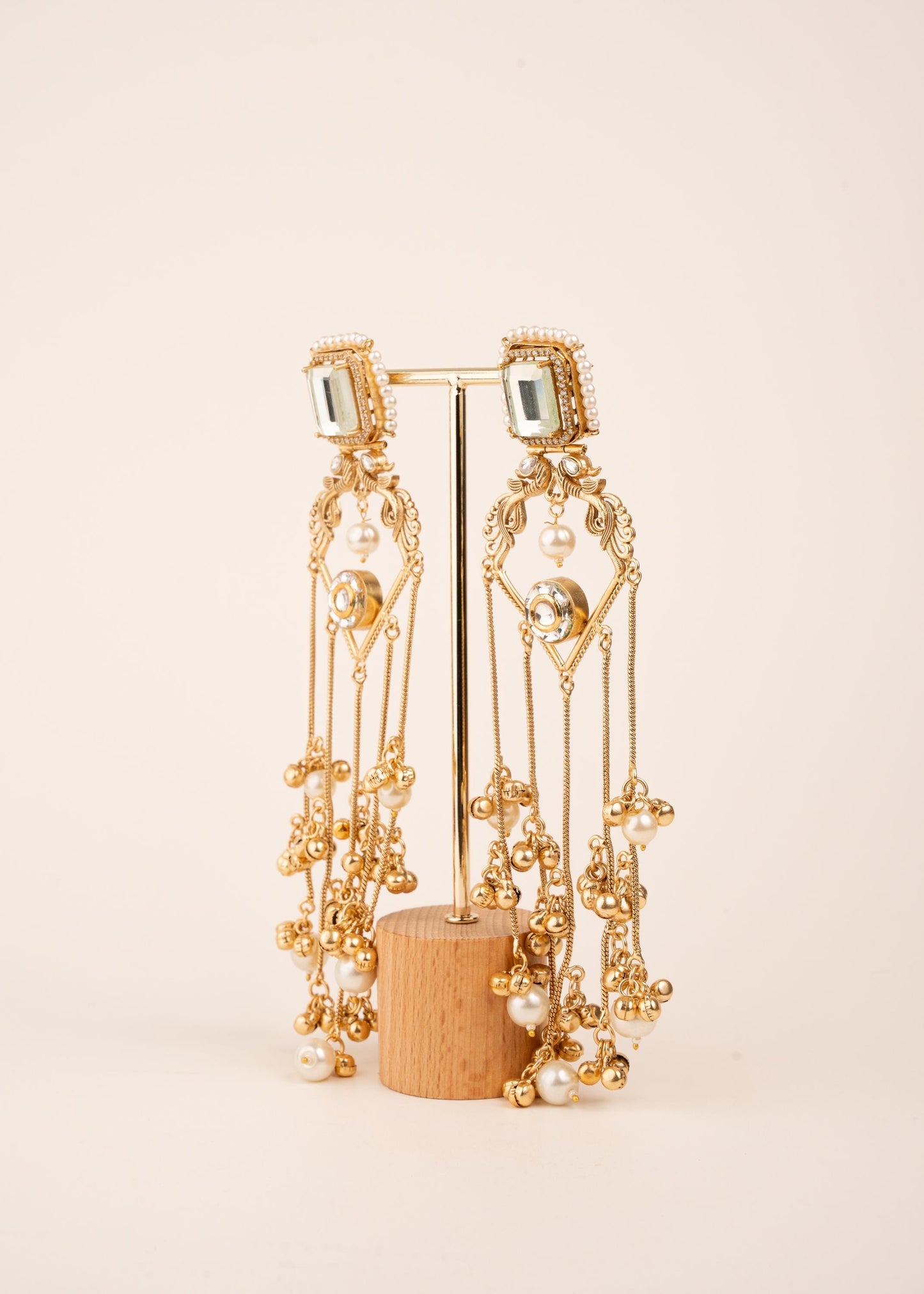 Gold Plated Kashmiri Earrings/ Viral Kashmiri Earrings/ Statement Earrings/ Ghungroo Earrings/ Indian Jewelry/ Long Jhumka Chain Earrings (etsy image id: 8043467645)