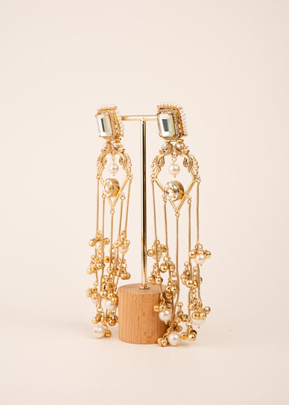 Gold Plated Kashmiri Earrings/ Viral Kashmiri Earrings/ Statement Earrings/ Ghungroo Earrings/ Indian Jewelry/ Long Jhumka Chain Earrings (etsy image id: 8043467645)