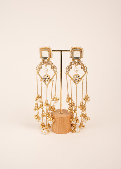 Gold Plated Kashmiri Earrings/ Viral Kashmiri Earrings/ Statement Earrings/ Ghungroo Earrings/ Indian Jewelry/ Long Jhumka Chain Earrings (etsy image id: 8043467647)