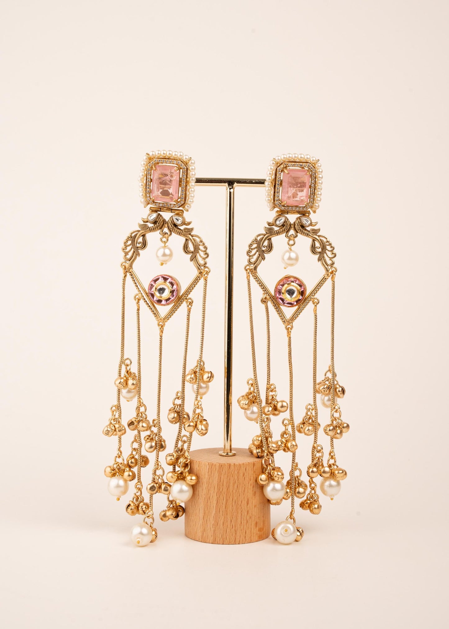 Gold Plated Kashmiri Earrings/ Viral Kashmiri Earrings/ Statement Earrings/ Ghungroo Earrings/ Indian Jewelry/ Long Jhumka Chain Earrings (etsy image id: 8043469795)