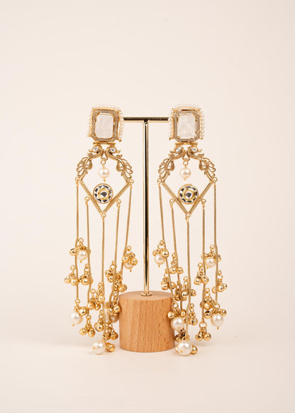 Gold Plated Kashmiri Earrings/ Viral Kashmiri Earrings/ Statement Earrings/ Ghungroo Earrings/ Indian Jewelry/ Long Jhumka Chain Earrings (etsy image id: 8043471397)