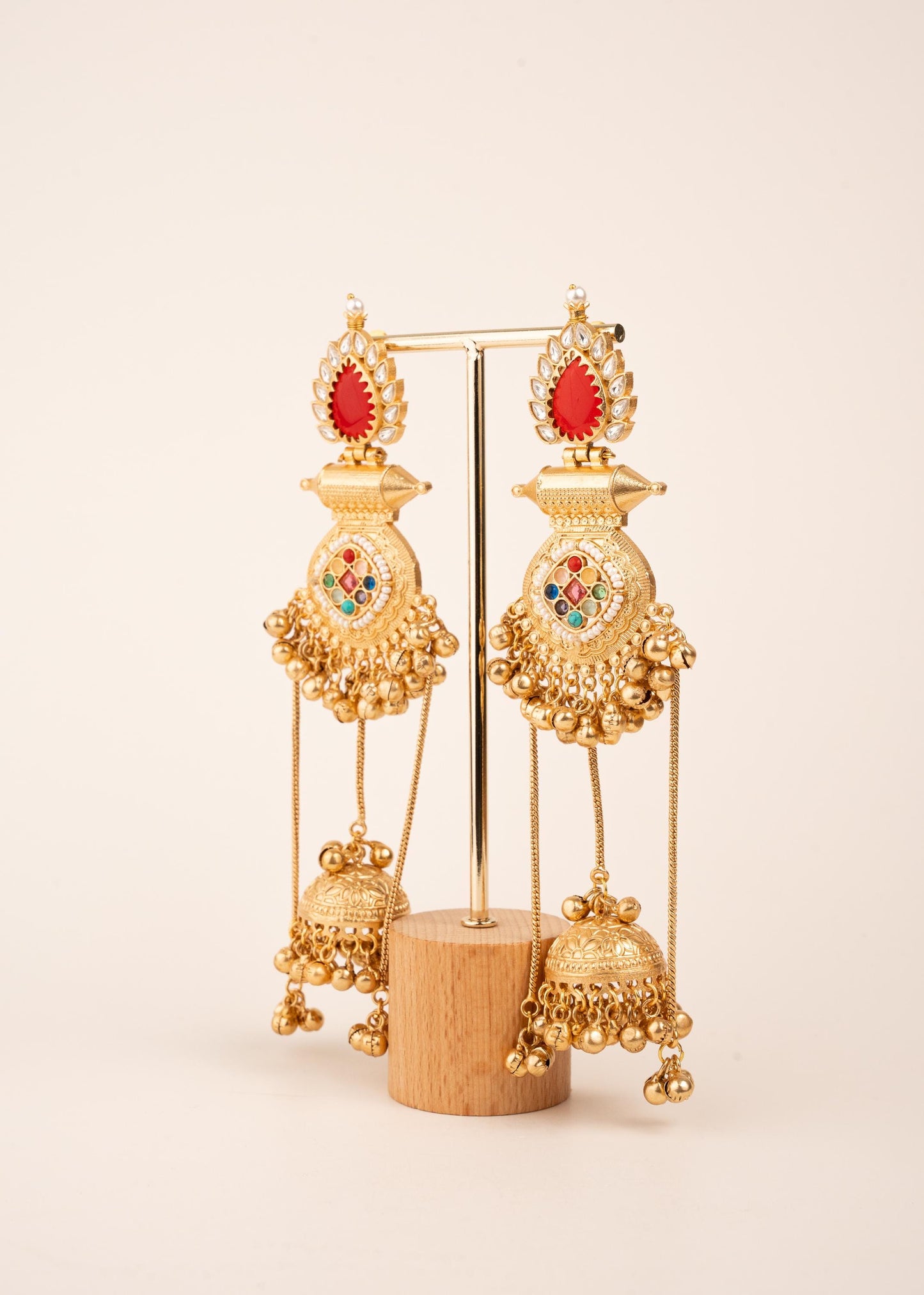 Sabyasachi Inspired Long Kashmiri Earrings/ Festive Gold Plated Long Jhumkas/ Bollywood Jewelry/ Indian Pakistani Jewelry/ Ghungroo Earrings (etsy image id: 8043503063)