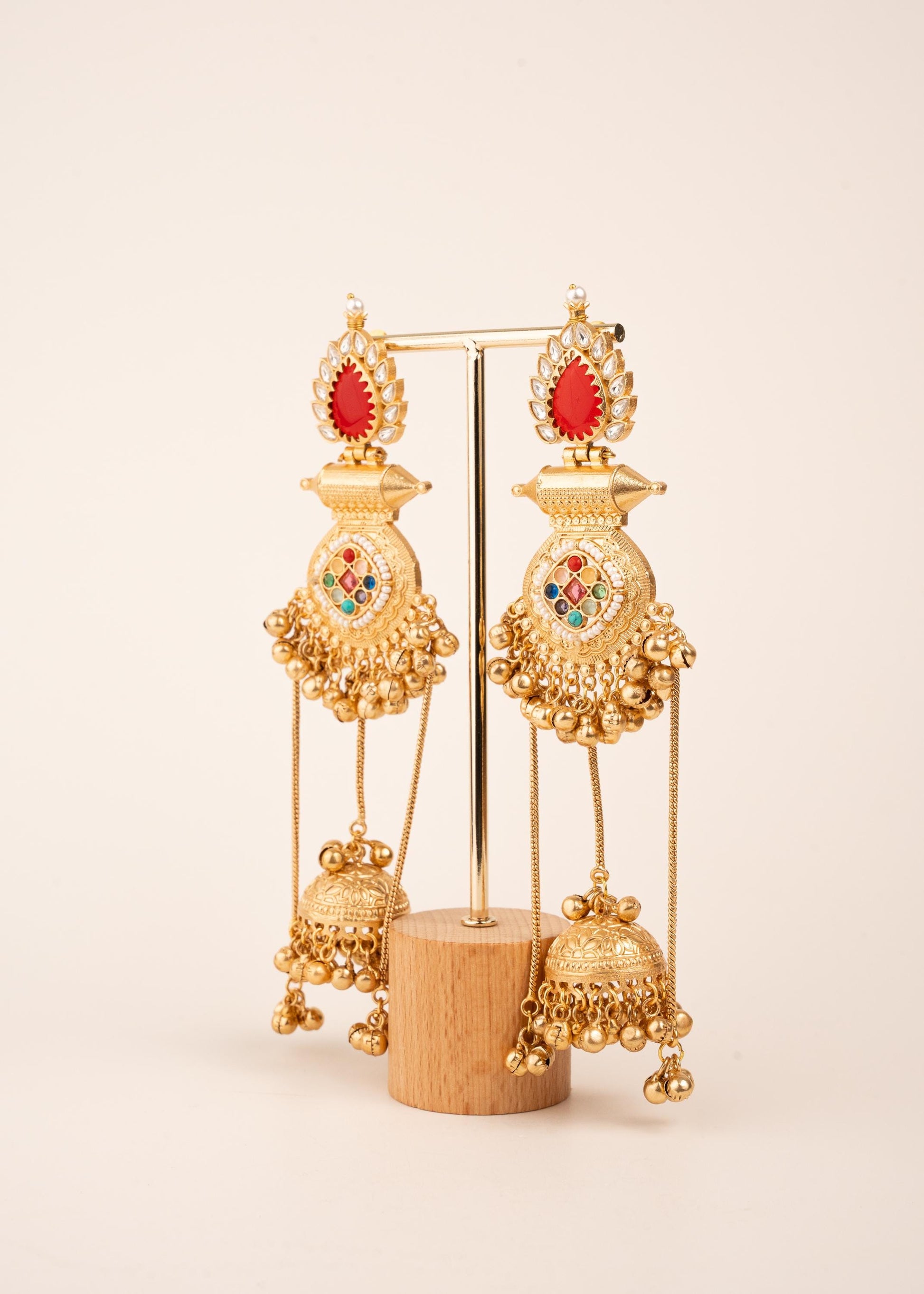 Sabyasachi Inspired Long Kashmiri Earrings/ Festive Gold Plated Long Jhumkas/ Bollywood Jewelry/ Indian Pakistani Jewelry/ Ghungroo Earrings (etsy image id: 8043503063)