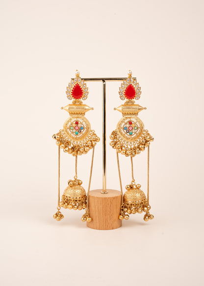 Sabyasachi Inspired Long Kashmiri Earrings/ Festive Gold Plated Long Jhumkas/ Bollywood Jewelry/ Indian Pakistani Jewelry/ Ghungroo Earrings (etsy image id: 8043503065)