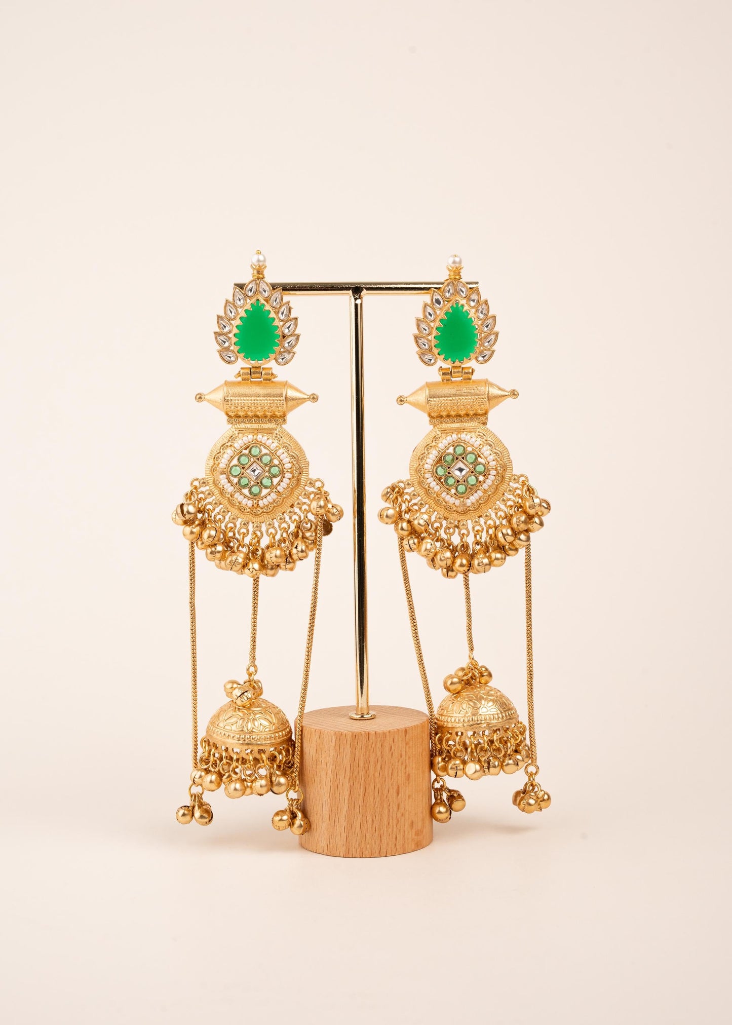 Sabyasachi Inspired Long Kashmiri Earrings/ Festive Gold Plated Long Jhumkas/ Bollywood Jewelry/ Indian Pakistani Jewelry/ Ghungroo Earrings (etsy image id: 8043504367)