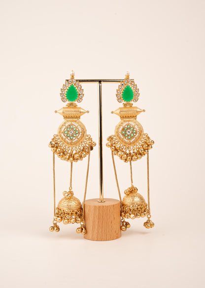 Sabyasachi Inspired Long Kashmiri Earrings/ Festive Gold Plated Long Jhumkas/ Bollywood Jewelry/ Indian Pakistani Jewelry/ Ghungroo Earrings (etsy image id: 8043504367)