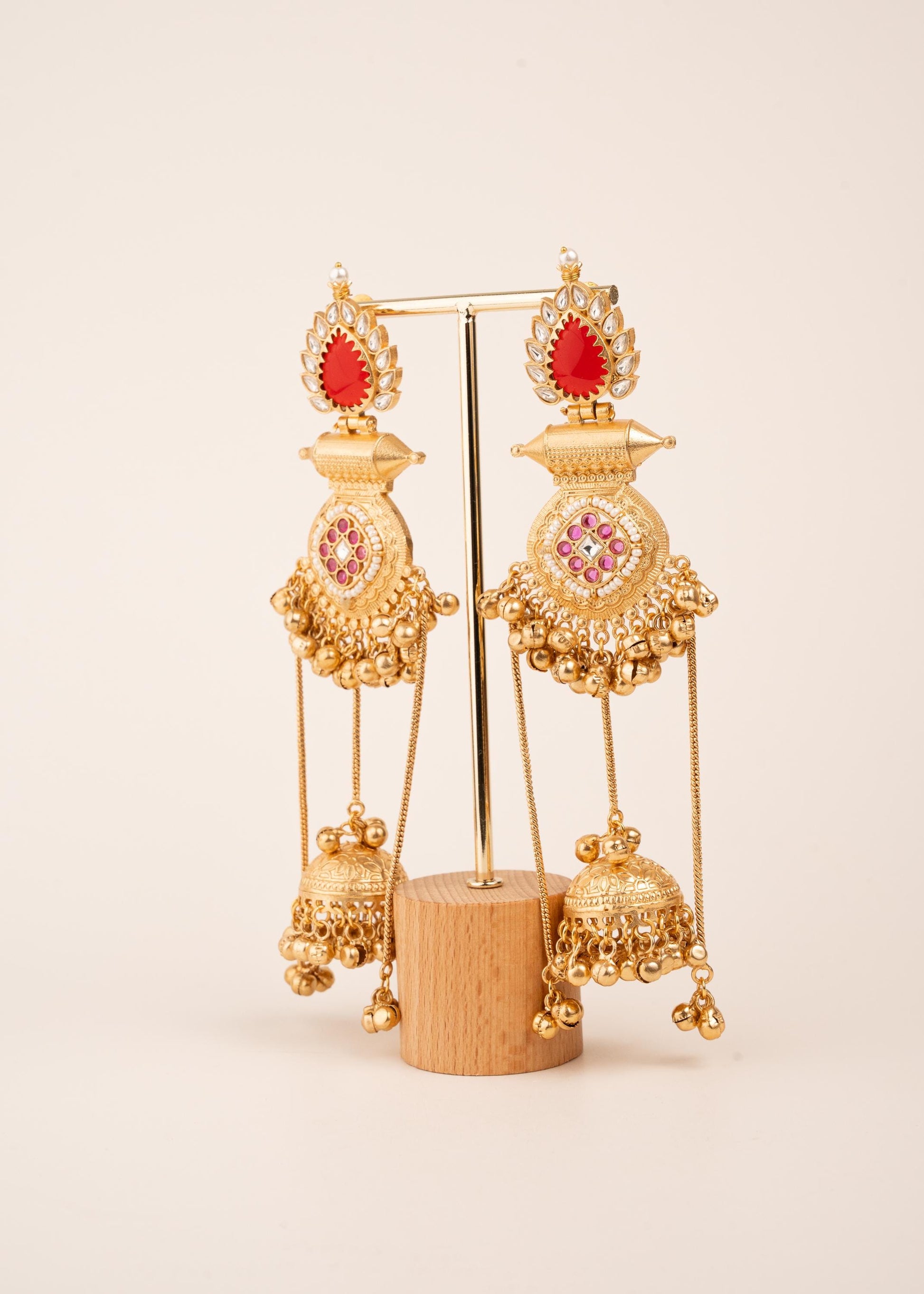 Sabyasachi Inspired Long Kashmiri Earrings/ Festive Gold Plated Long Jhumkas/ Bollywood Jewelry/ Indian Pakistani Jewelry/ Ghungroo Earrings (etsy image id: 8043509311)