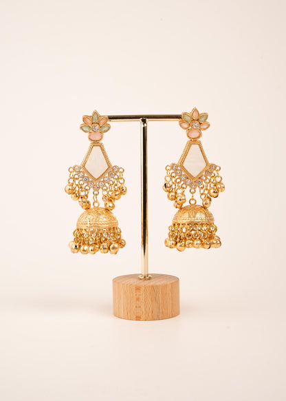 High Quality Kashmiri Earrings/ Ethnic Indian Jewelry/ Ghungroo Earrings/ Bridal Accessories/ Long Earrings/ Festive Desi Earrings/ Pink (etsy image id: 8043530645)