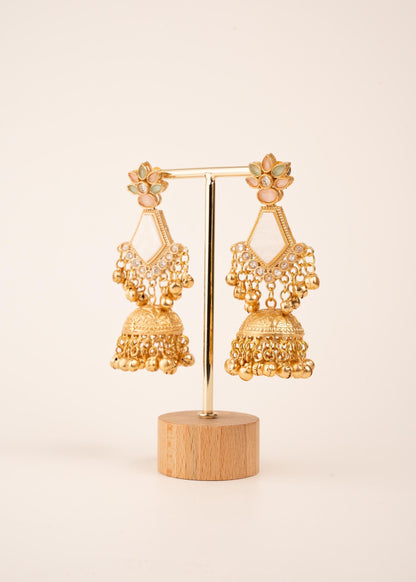 High Quality Kashmiri Earrings/ Ethnic Indian Jewelry/ Ghungroo Earrings/ Bridal Accessories/ Long Earrings/ Festive Desi Earrings/ Pink (etsy image id: 8043531059)