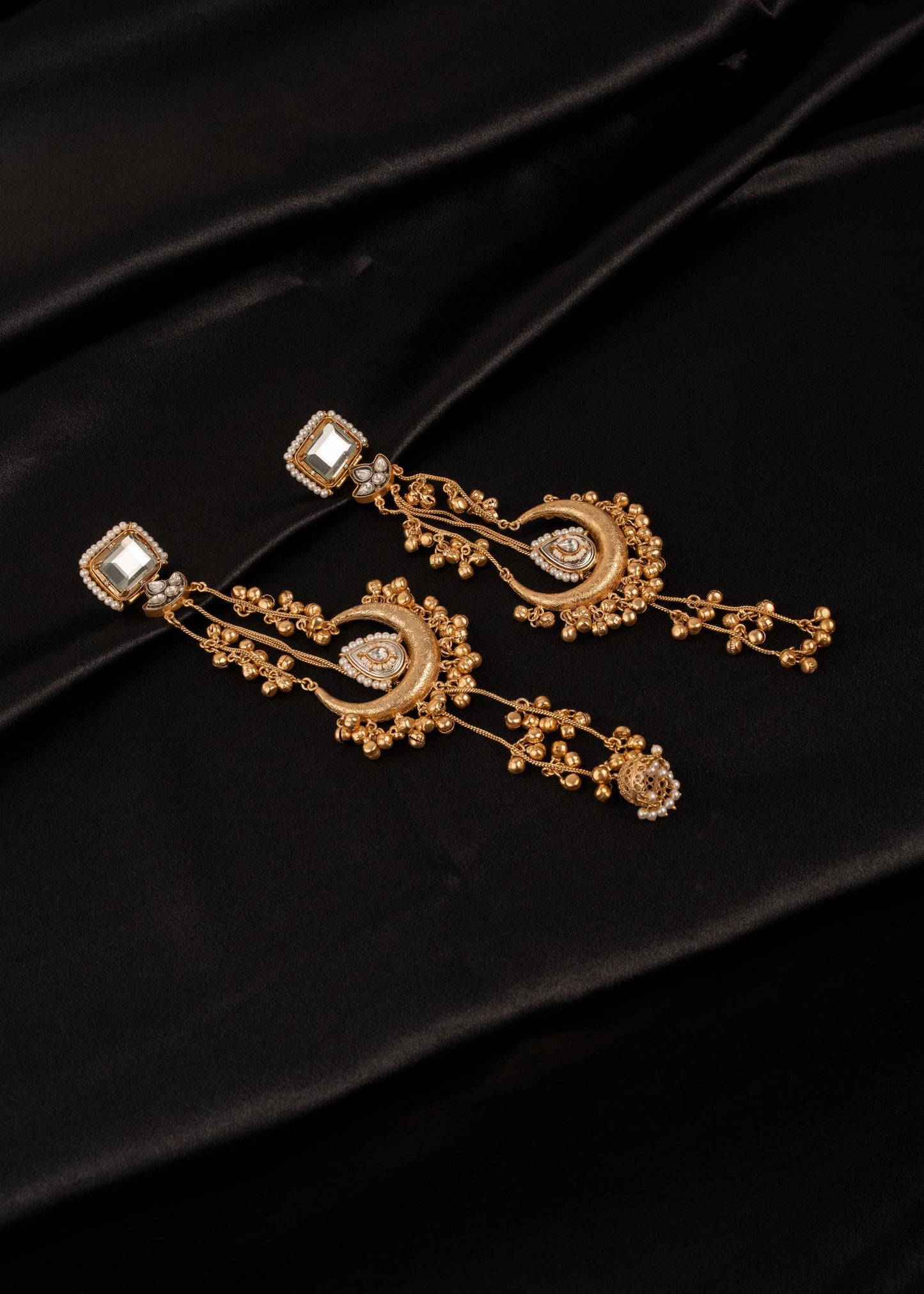 Premium detailed Kashmiri Chandbali Earrings/ Traditional Statement Earrings/ Ghungroo Earrings/ Kashmiri Long Earrings/ Ruby (etsy image id: 8043574023)