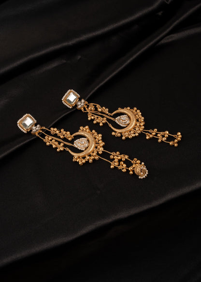 Premium detailed Kashmiri Chandbali Earrings/ Traditional Statement Earrings/ Ghungroo Earrings/ Kashmiri Long Earrings/ Ruby (etsy image id: 8043574023)