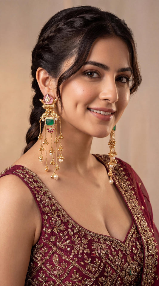 Viral Kashmiri Earrings/ Ghungroo Earrings/ Kashmiri Jhumkas/ Indian Jewelry/ Statement Earrings/ Long Kashmiri Earrings (etsy image id: 8047166399)