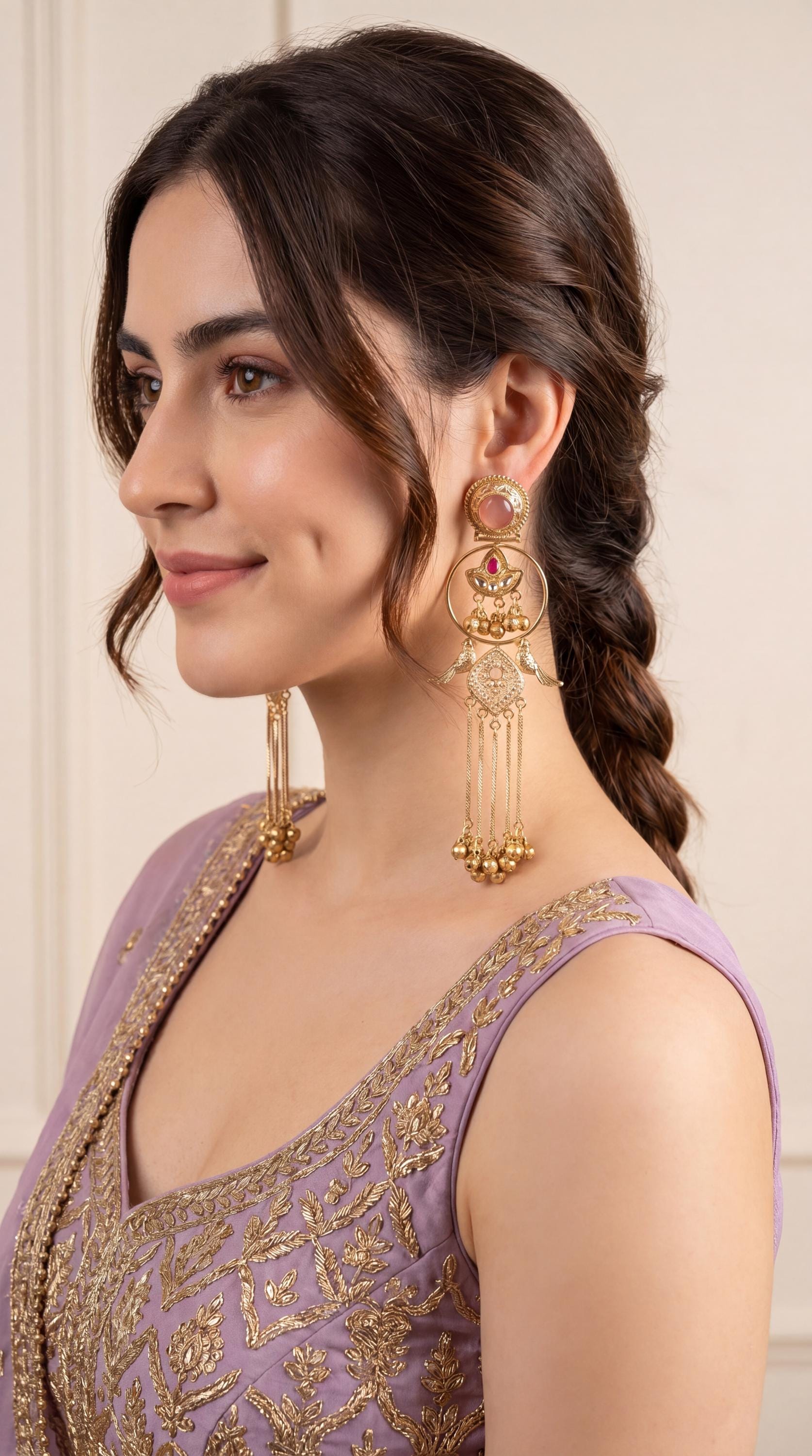 Kashmiri Jhumka Earrings/ Ghungroo Earrings/ Desi Jewelry/ Statement Earrings/ Vintage Kashmiri Earrings/ Gold Ethnic Earrings/ Ruby/ Green (etsy image id: 8047168757)