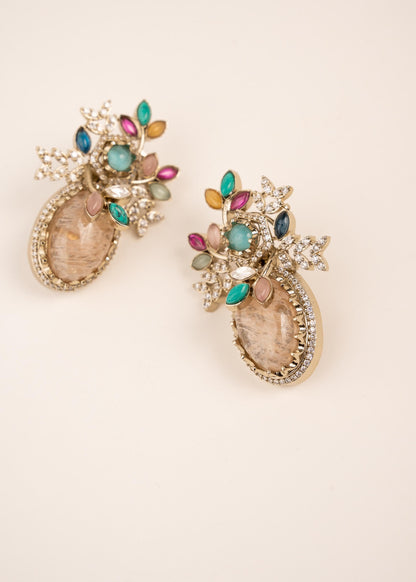 Sabyasachi Inspired Premium Kundan Earrings/ Indian Jewelry/ Bollywood Jewelry/ Trendy Marble Earrings/ Indo Western Studs/ Black/ Pink