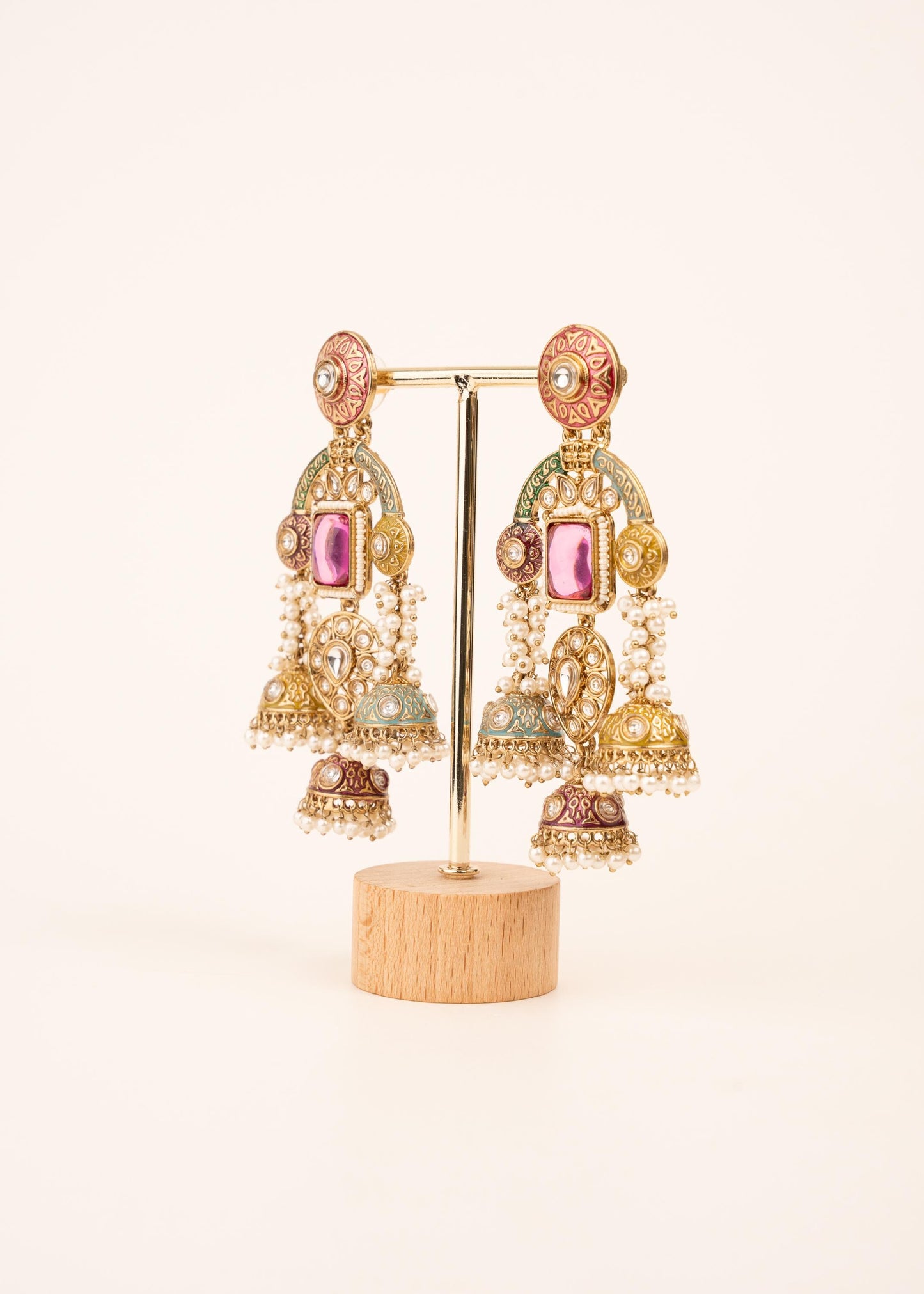 Premium Chandbali Chandelier Earrings/ Gold Plated Jhumkas/ Statement Earrings/ Oversized Earrings/ Trendy Earrings/ Indian Jewelry/ Green