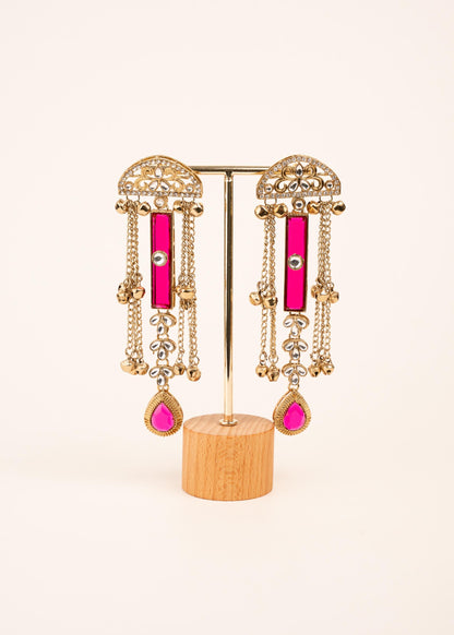Premium Ghungroo Earrings/ Indian Jewelry/ Kashmiri Style Earrings/ Festive Wear/ Statement Earrings/ Indian Bridal Jewelry/ Ruby/ Green