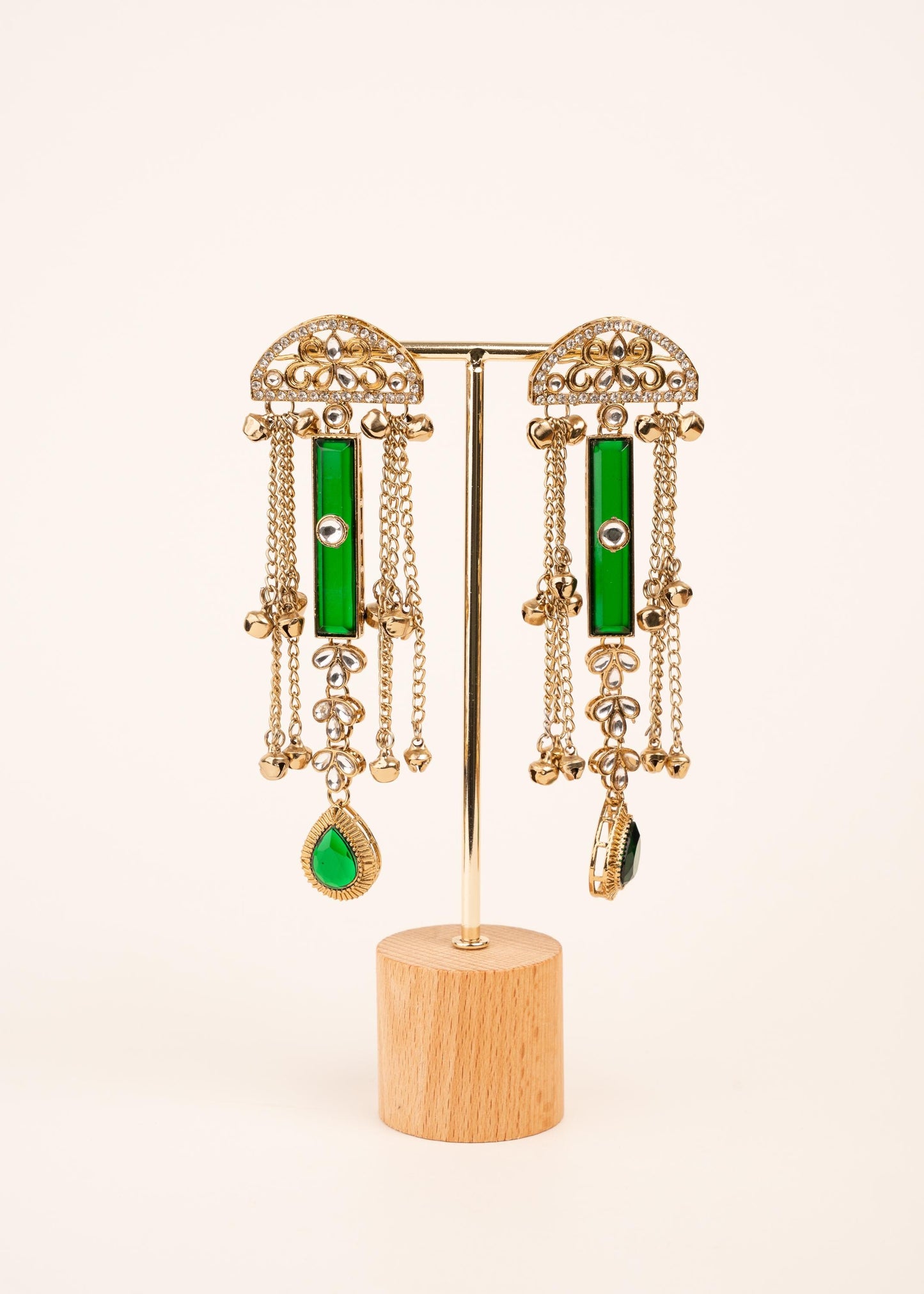Premium Ghungroo Earrings/ Indian Jewelry/ Kashmiri Style Earrings/ Festive Wear/ Statement Earrings/ Indian Bridal Jewelry/ Ruby/ Green