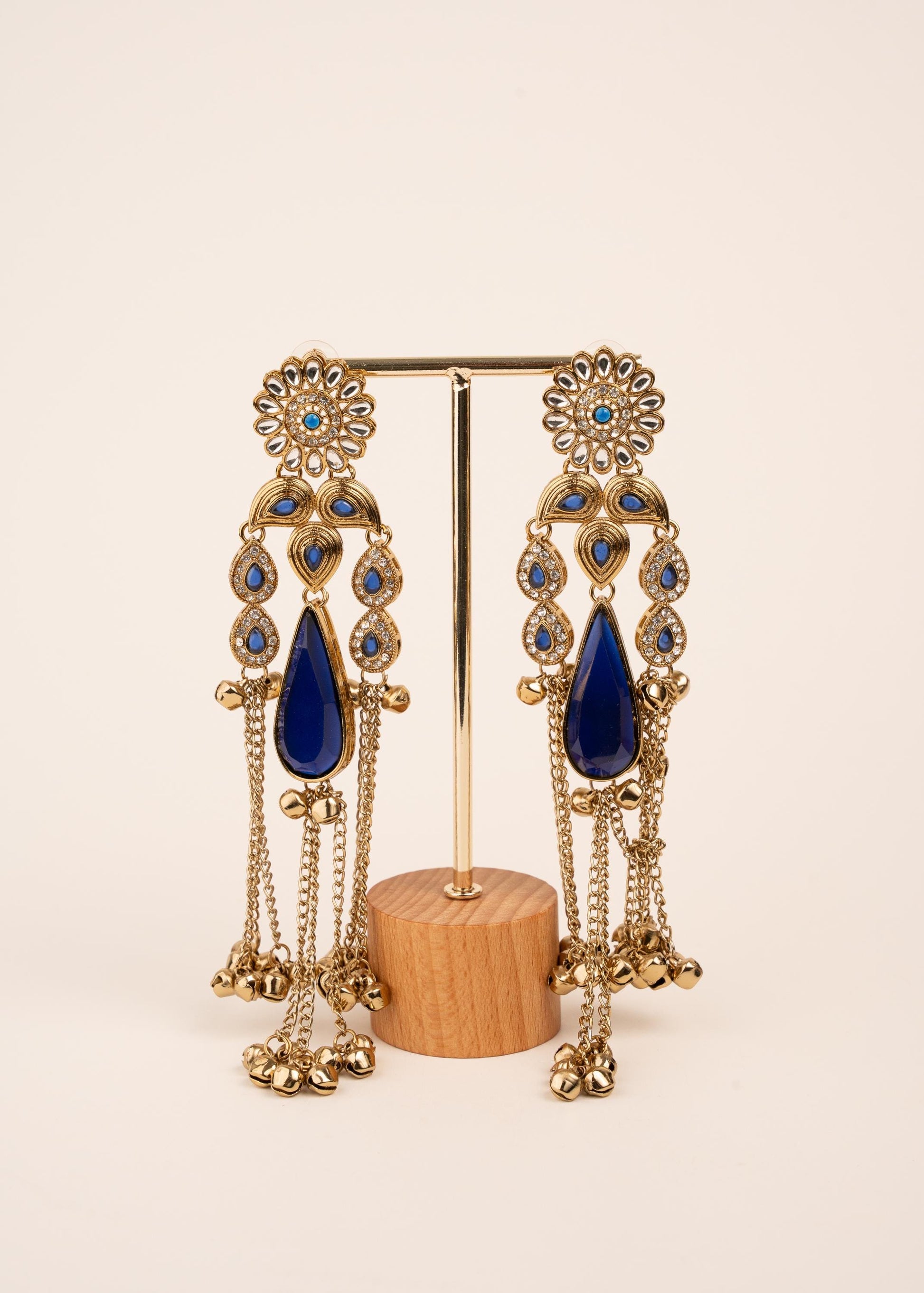 Viral Kashmiri Kundan Earrings/ Ghungroo Earrings/ Traditional Indian Earrings/ Gold Plated Statement Earrings/ Kundan Polki Earrings