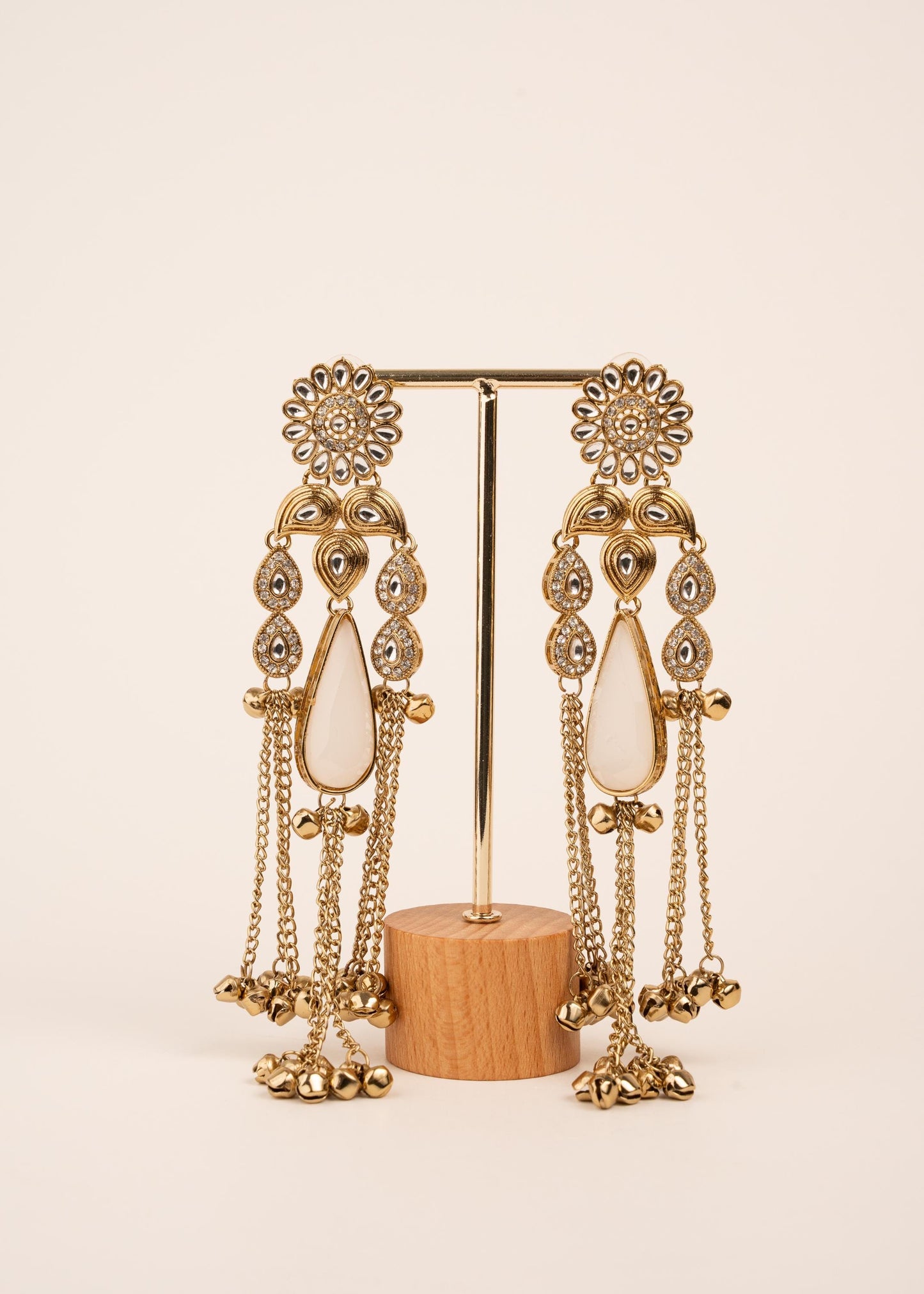 Viral Kashmiri Kundan Earrings/ Ghungroo Earrings/ Traditional Indian Earrings/ Gold Plated Statement Earrings/ Kundan Polki Earrings