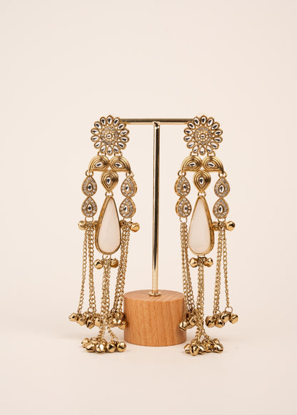 Viral Kashmiri Kundan Earrings/ Ghungroo Earrings/ Traditional Indian Earrings/ Gold Plated Statement Earrings/ Kundan Polki Earrings