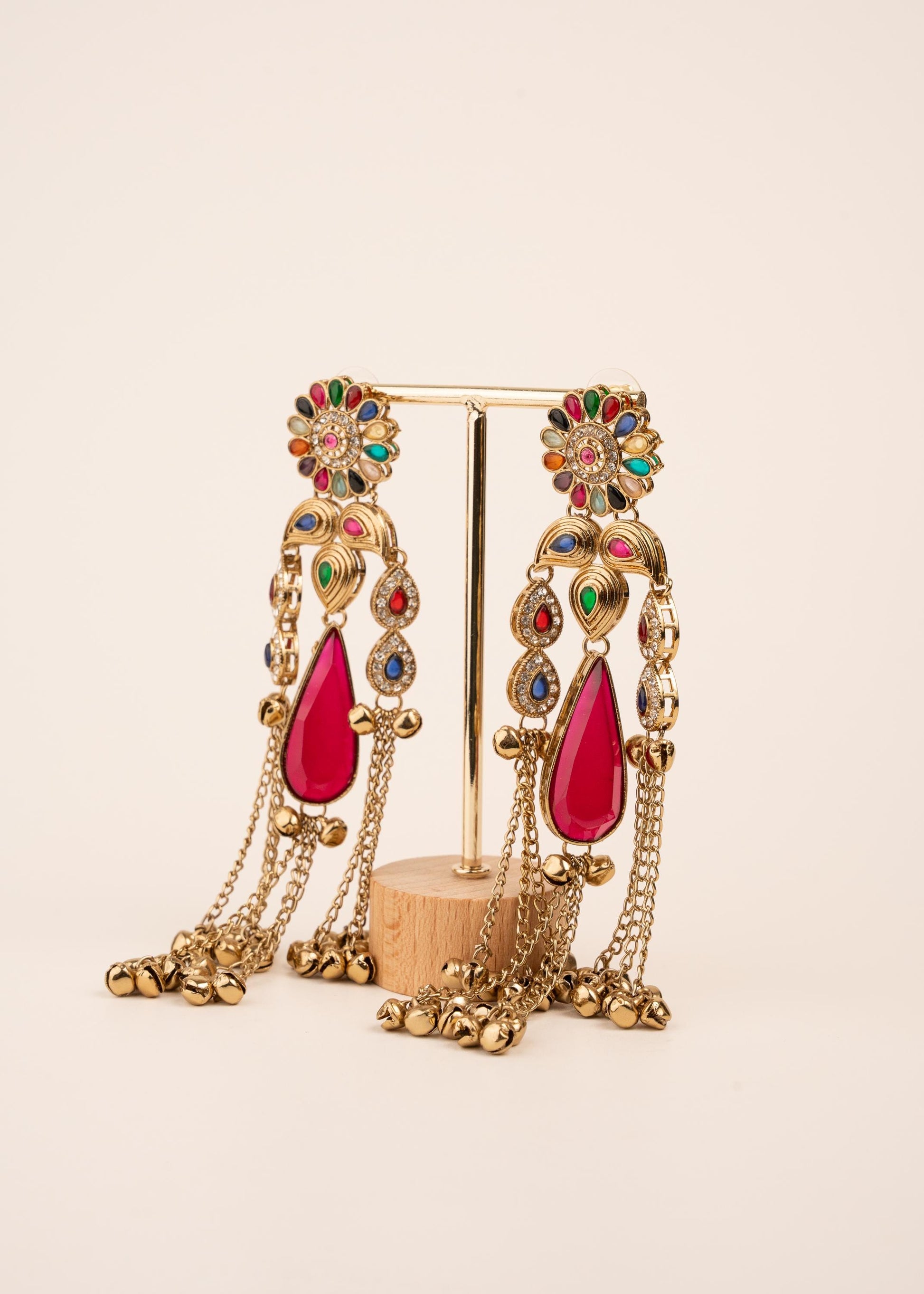 Viral Kashmiri Kundan Earrings/ Ghungroo Earrings/ Traditional Indian Earrings/ Gold Plated Statement Earrings/ Kundan Polki Earrings