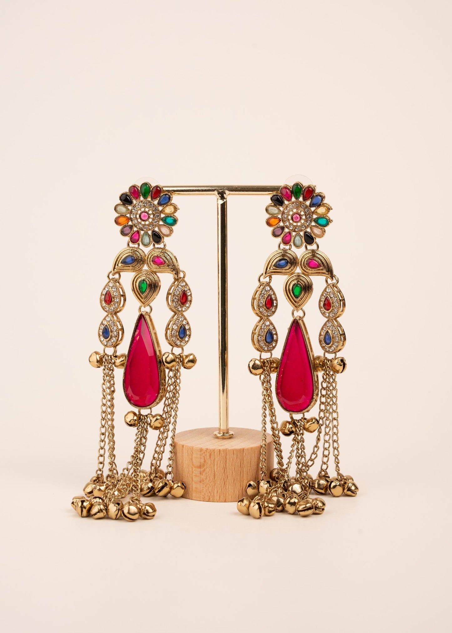 Viral Kashmiri Kundan Earrings/ Ghungroo Earrings/ Traditional Indian Earrings/ Gold Plated Statement Earrings/ Kundan Polki Earrings