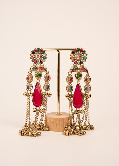 Viral Kashmiri Kundan Earrings/ Ghungroo Earrings/ Traditional Indian Earrings/ Gold Plated Statement Earrings/ Kundan Polki Earrings