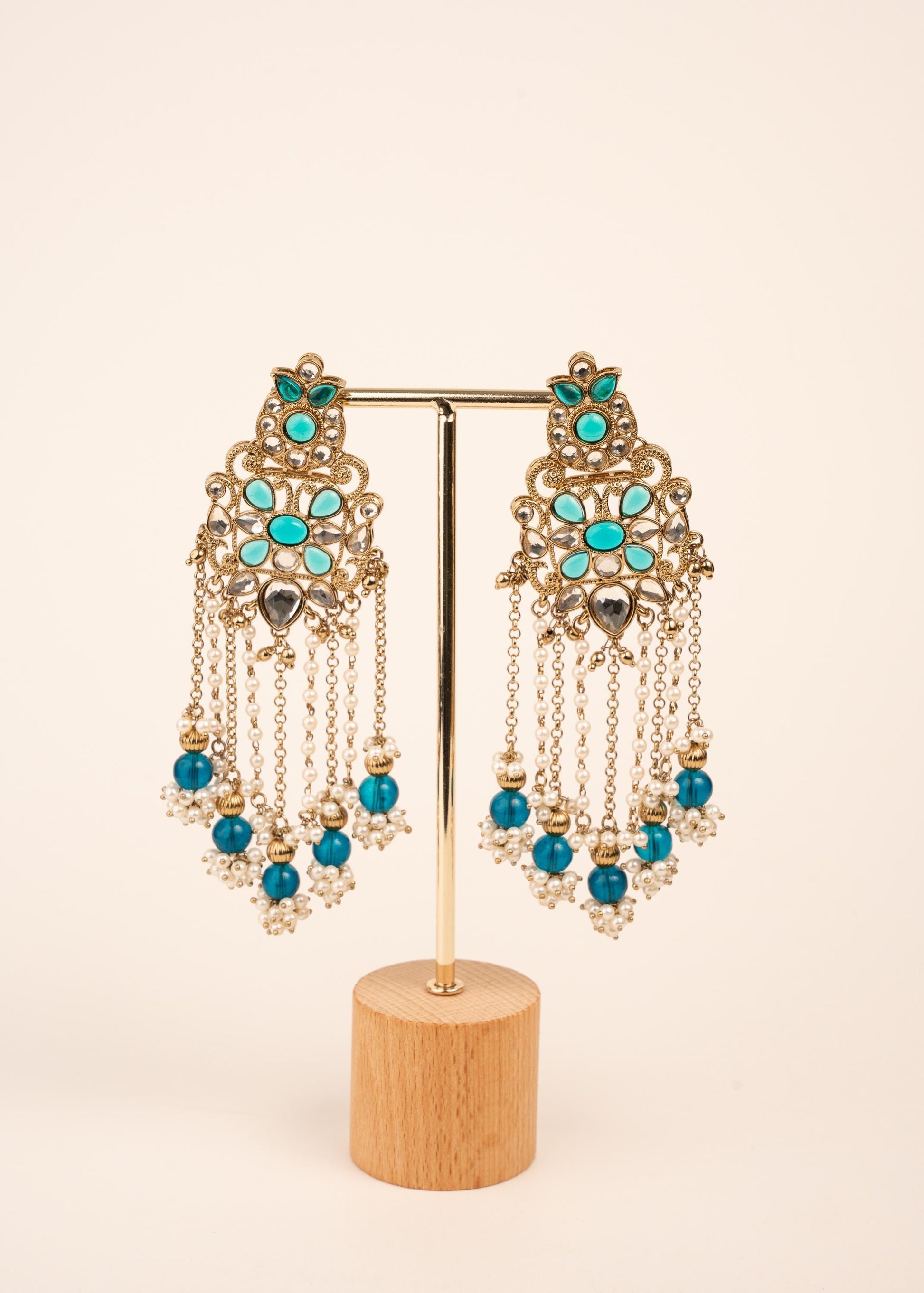 Luxury Kundan Pearl Drop Earrings/ Designer Chandbali Tassel Earrings/ Kundan Chandelier Earrings/ Pearl Fringe Statement Earrings