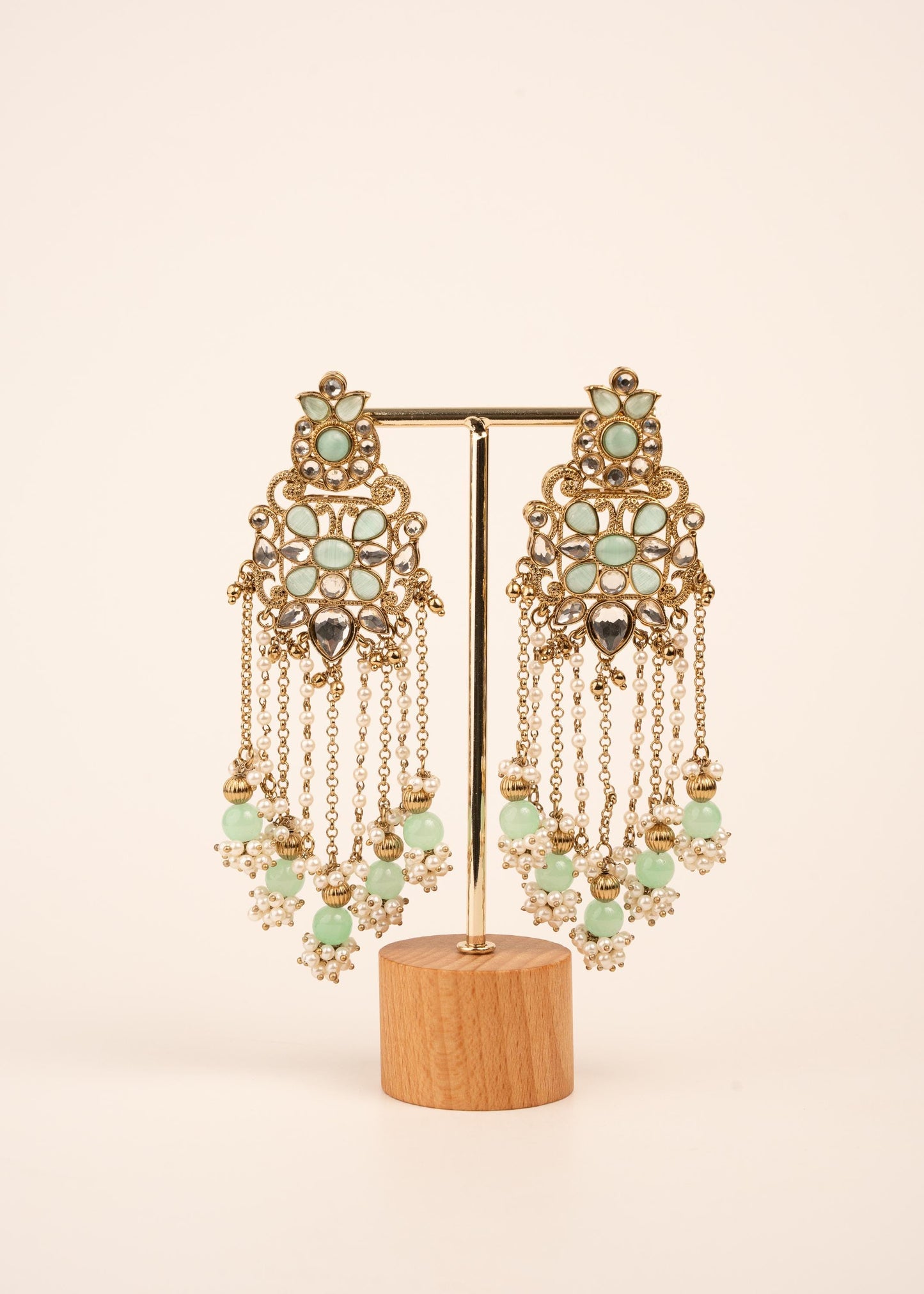Luxury Kundan Pearl Drop Earrings/ Designer Chandbali Tassel Earrings/ Kundan Chandelier Earrings/ Pearl Fringe Statement Earrings