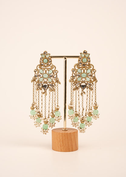 Luxury Kundan Pearl Drop Earrings/ Designer Chandbali Tassel Earrings/ Kundan Chandelier Earrings/ Pearl Fringe Statement Earrings