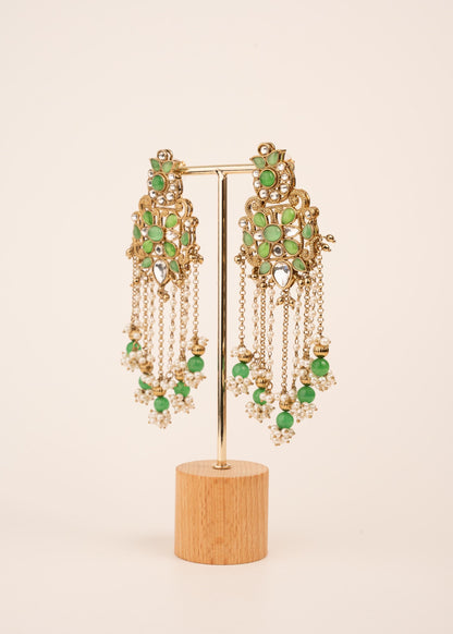 Luxury Kundan Pearl Drop Earrings/ Designer Chandbali Tassel Earrings/ Kundan Chandelier Earrings/ Pearl Fringe Statement Earrings