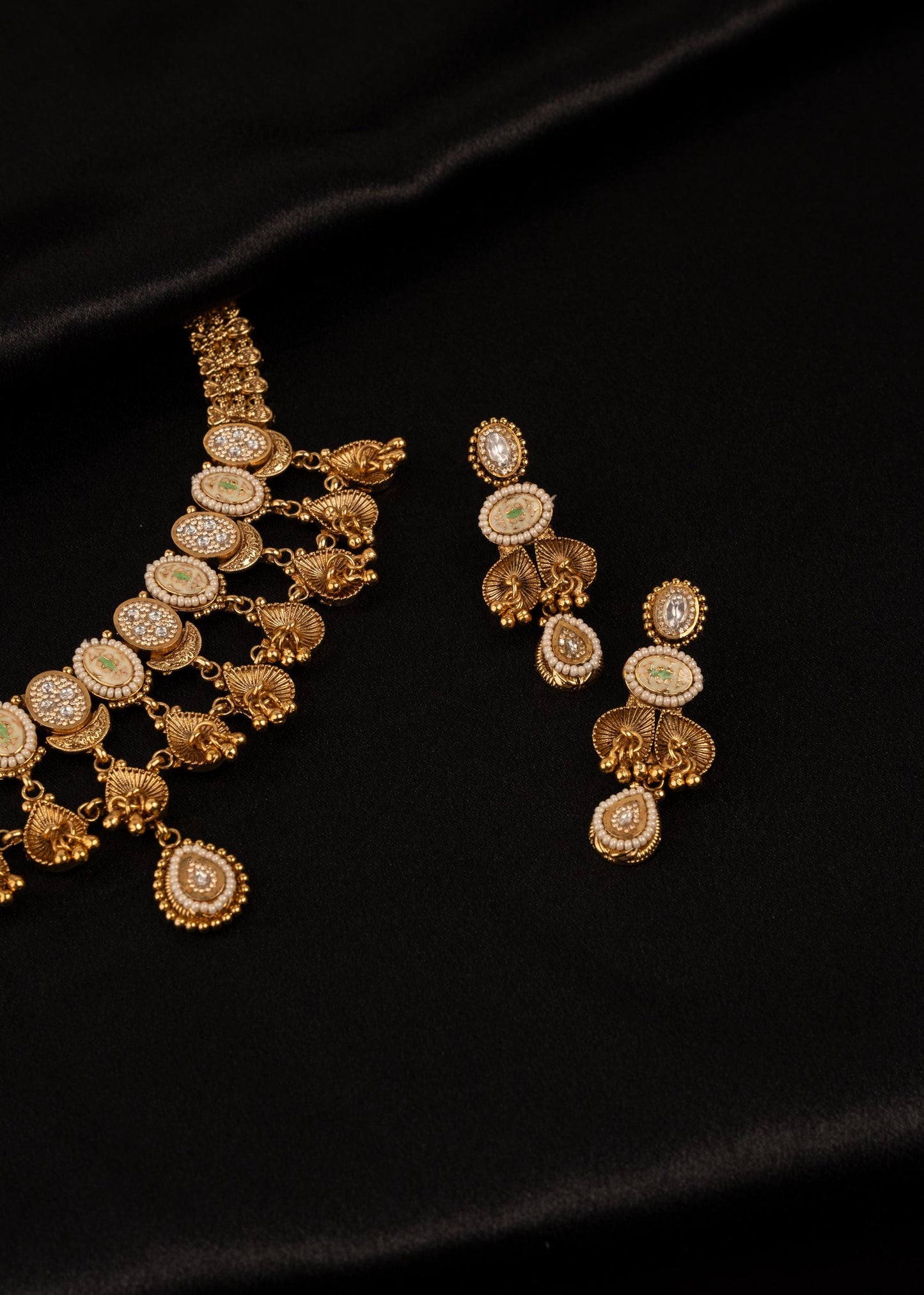 Premium Temple Jewelry Necklace Set/ South Indian Gold Plated Choker Necklace Set/ Traditional Peacock Motif Jewelry Set/ Antique Jewelry