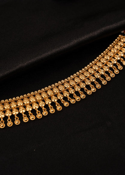 Premium Gold Plated Choker Necklace Set/ Traditional Indian Jewelry/ Wedding Necklace/ Temple Style Choker Set/ South Indian Choker Set