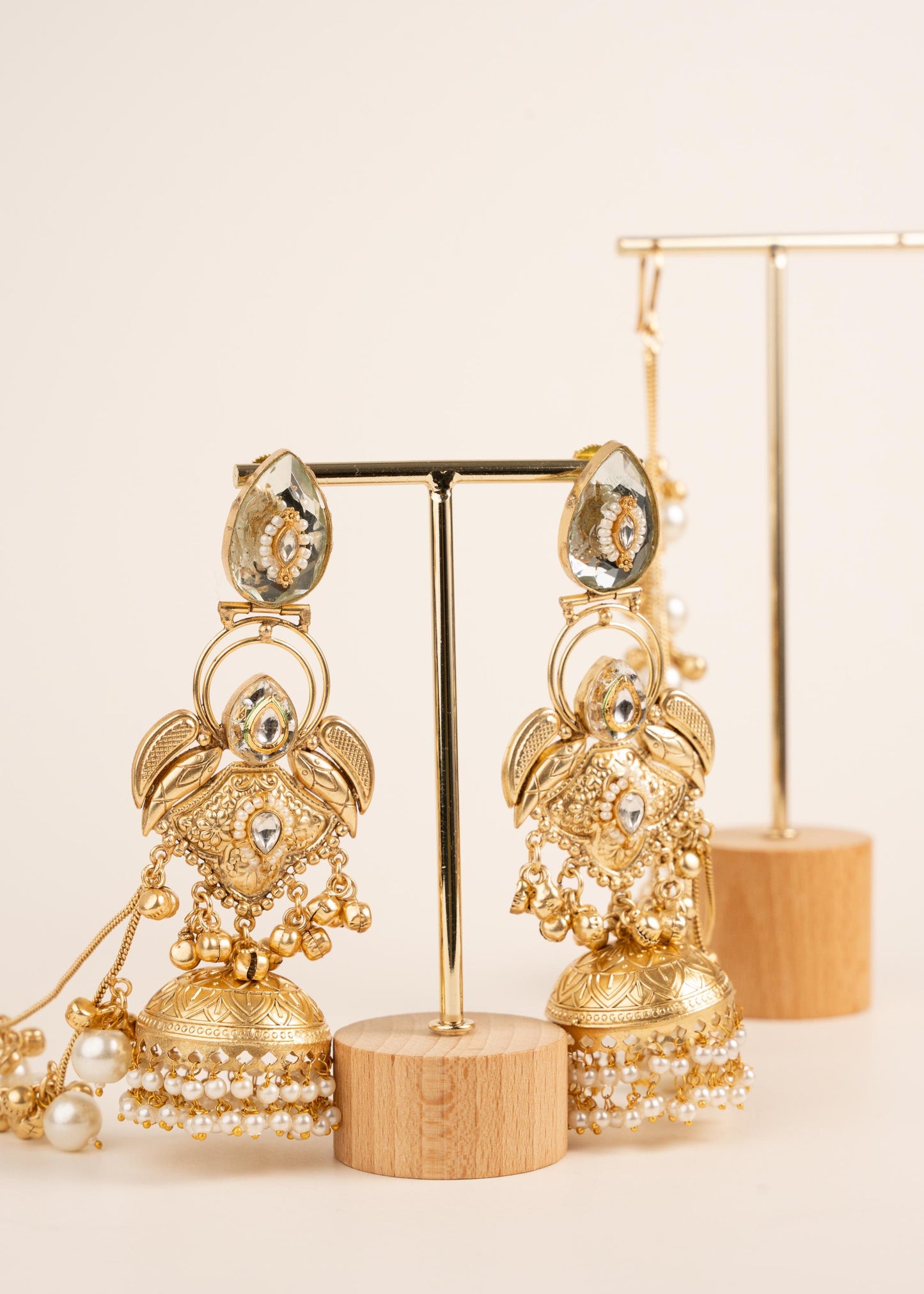 Kashmiri Earrings with Saharey/ Ghungroo Earrings/ Ear Chain Earrings/ Kaan Chain/ Indian Sahara Earrings/ Trendy Indian Pakistani Earrings/