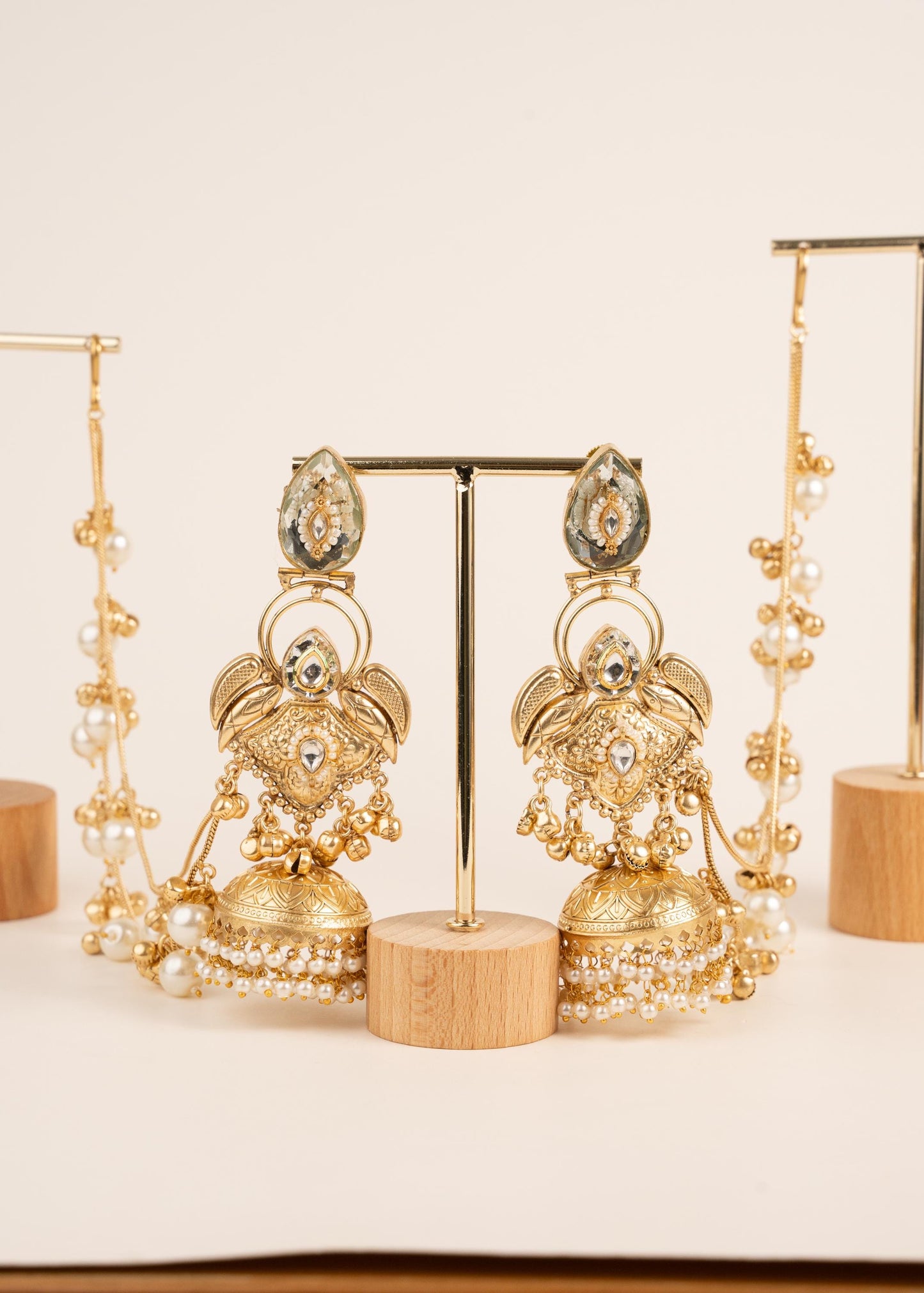 Kashmiri Earrings with Saharey/ Ghungroo Earrings/ Ear Chain Earrings/ Kaan Chain/ Indian Sahara Earrings/ Trendy Indian Pakistani Earrings/