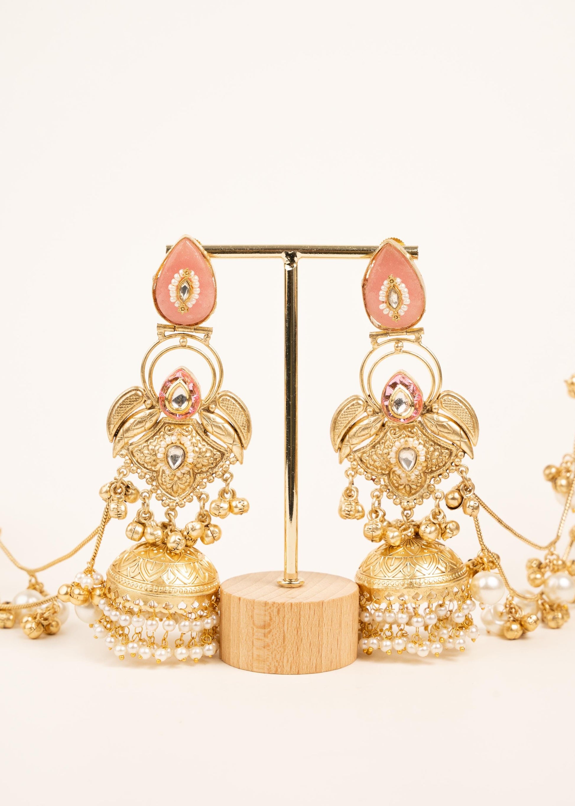 Kashmiri Earrings with Saharey/ Ghungroo Earrings/ Ear Chain Earrings/ Kaan Chain/ Indian Sahara Earrings/ Trendy Indian Pakistani Earrings/