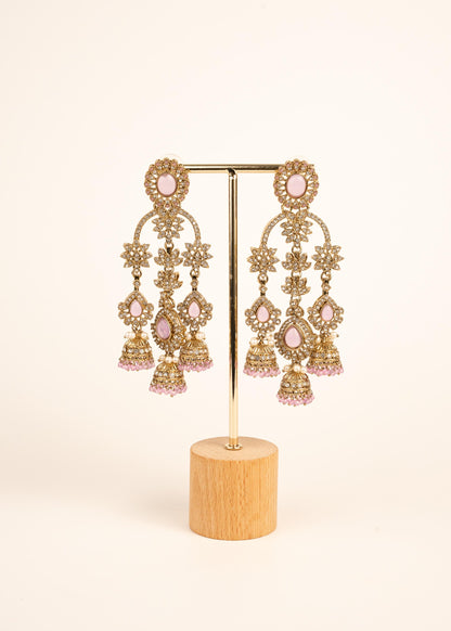 Indian Kundan Moissanite Earrings/ Gold Plated Statement Earrings/ Indian Jewelry/ Traditional Indian Bridal Earrings/ Bridal Wear Jewelry